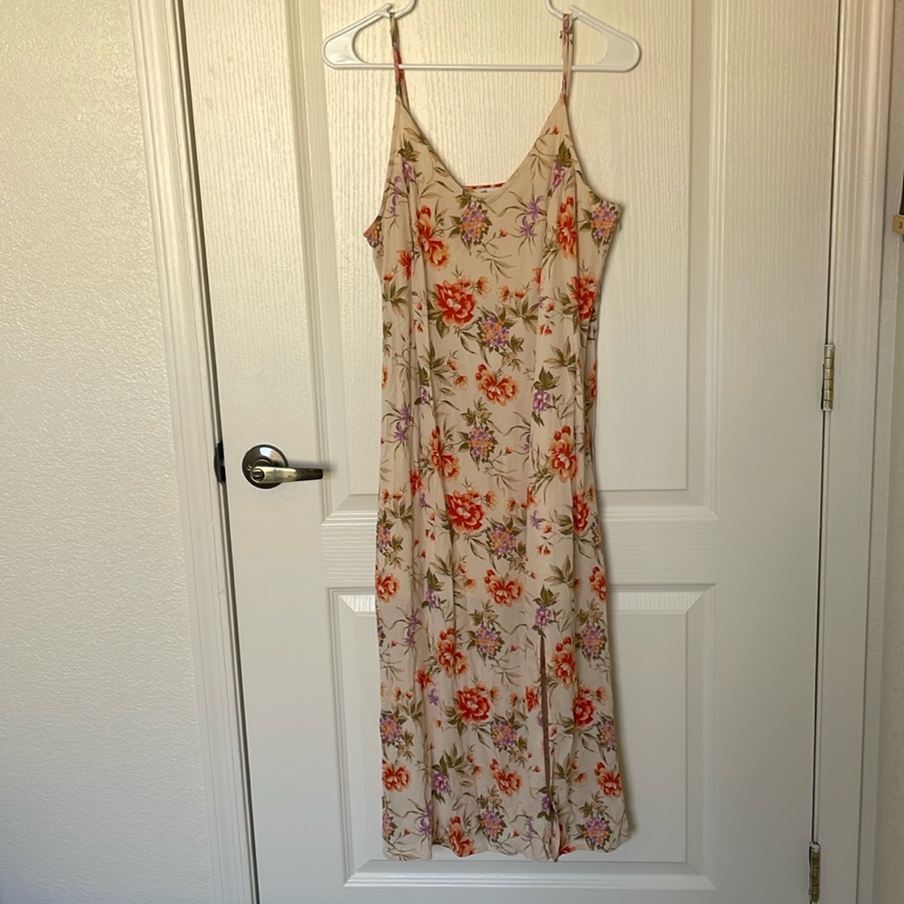 American Eagle Floral Midi Dress with Slit